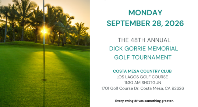 Save the Date: The 48th Annual Dick Gorrie Golf Tournament – Costa Mesa Country Club – Sept. 28, 2026